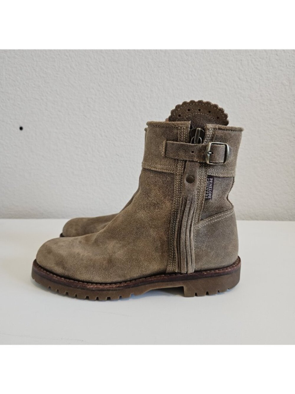 Penelope Chilvers Gaucho Birch Cropped Suede Leather Tassel Ankle Boots 37/6 - Picture 7 of 13